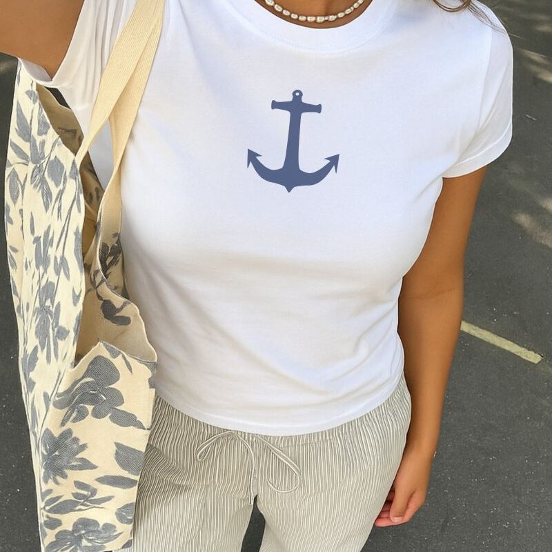 fisherman aesthetic anchor baby tee