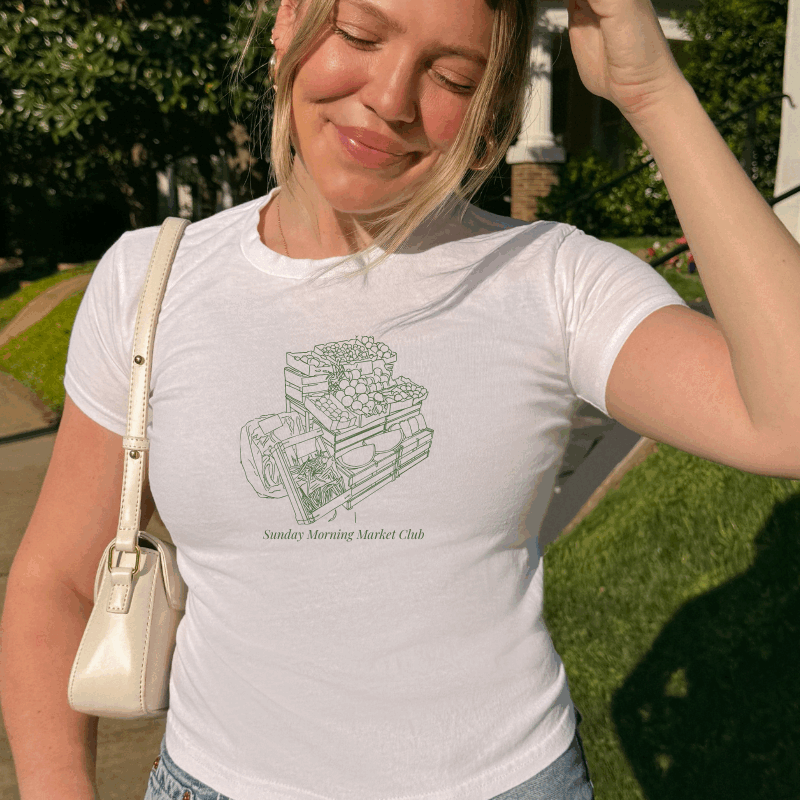 sunday morning market club cottagecore baby tee